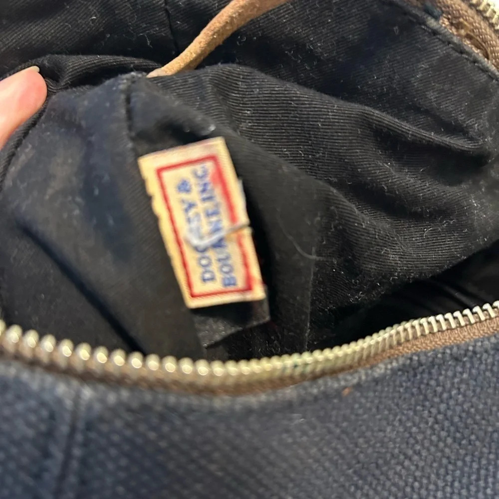 Dooney & Bourke Denim & Tan Leather Shoulder Bag Classic Vintage Designer